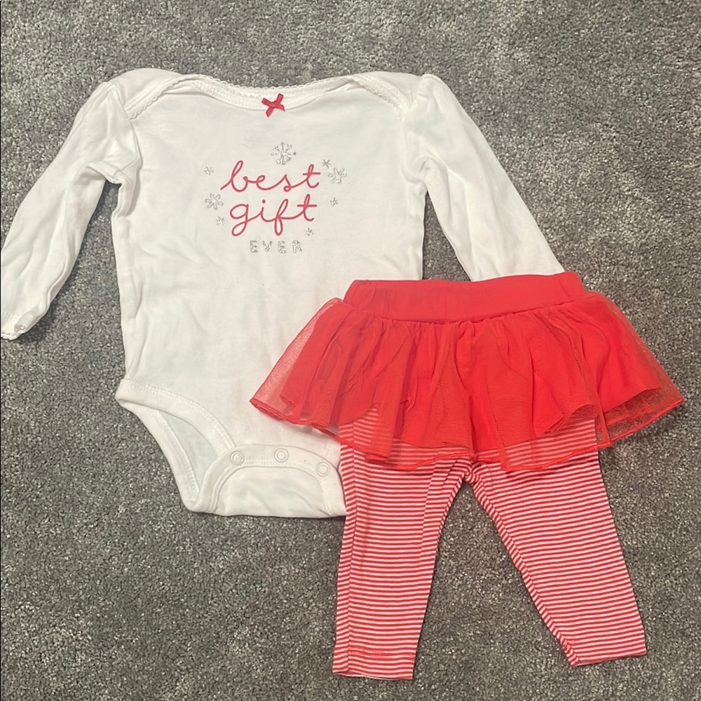 3mo Carter's Christmas White and Red Baby Set